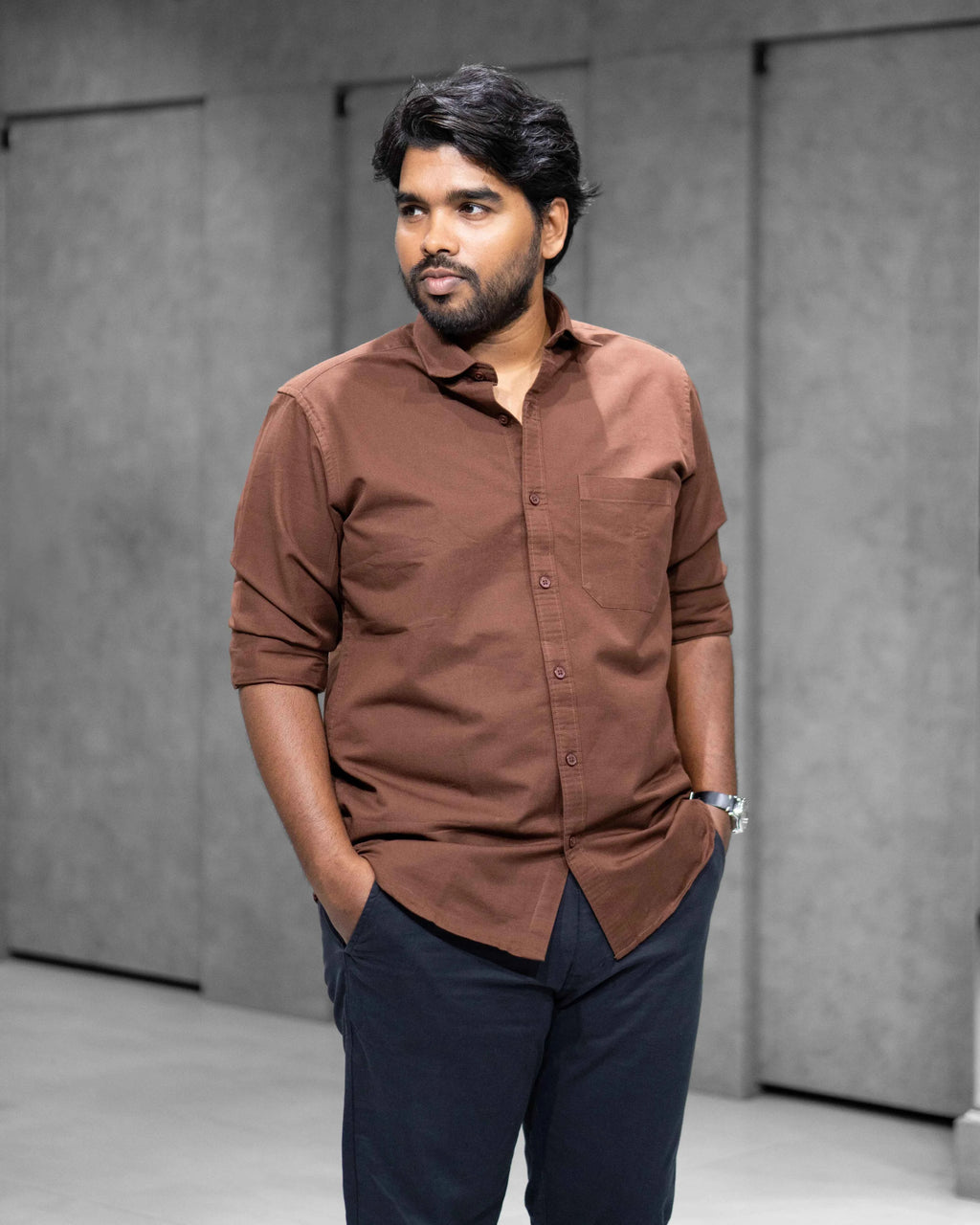 Menly Cocoa Brown Oxford Cotton Shirt