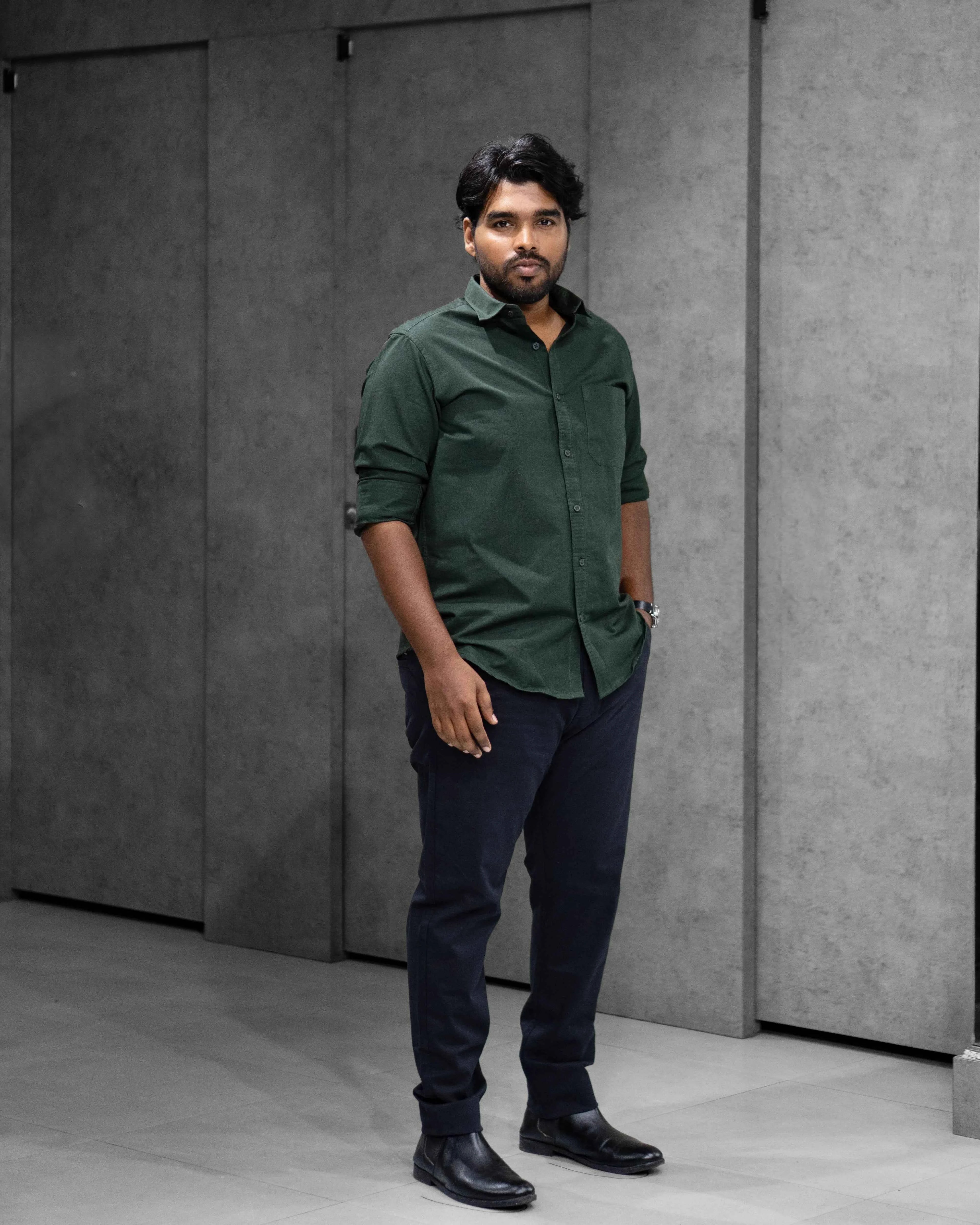 Menly Forest Green Oxford Cotton Shirt