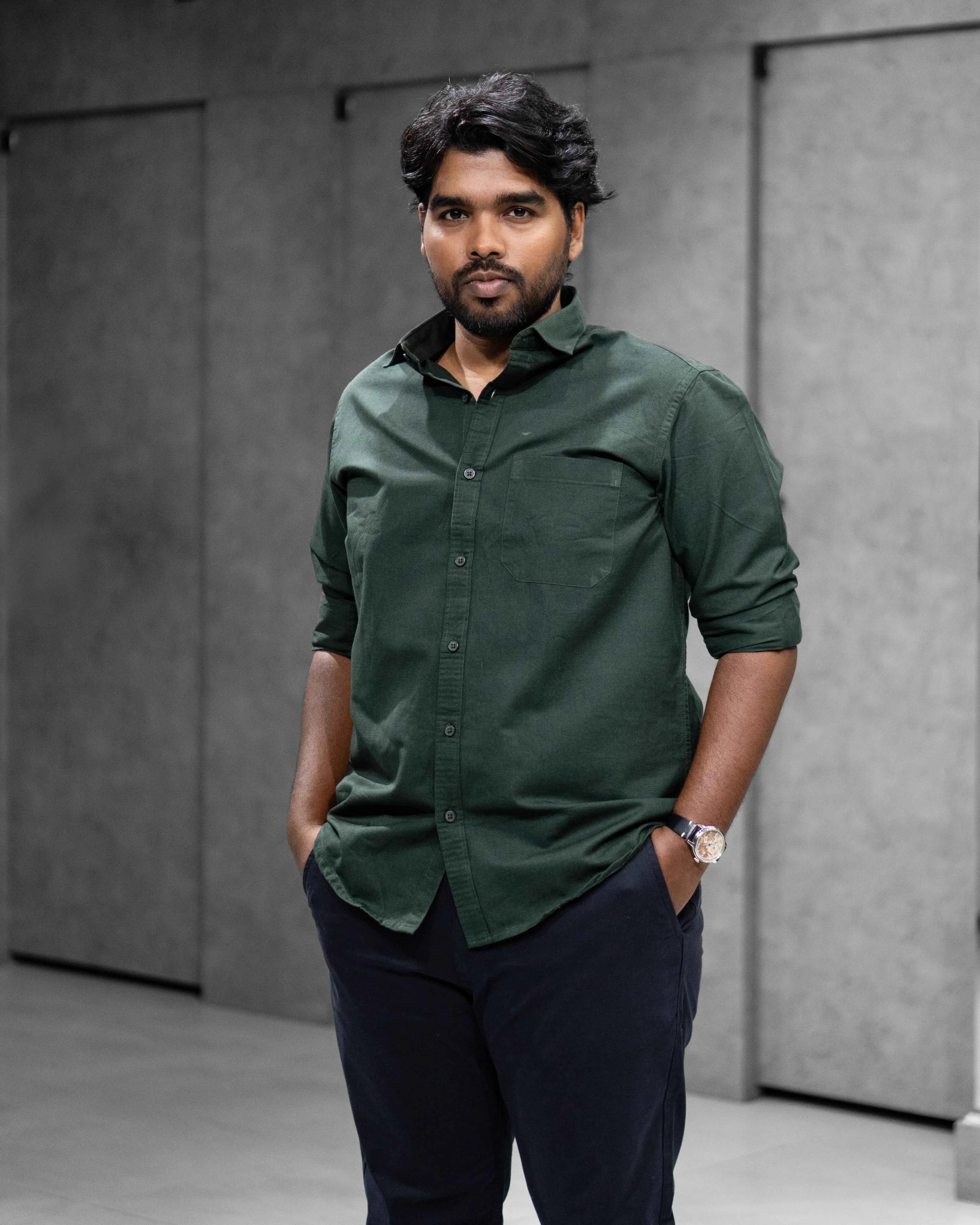 Menly Forest Green Oxford Cotton Shirt