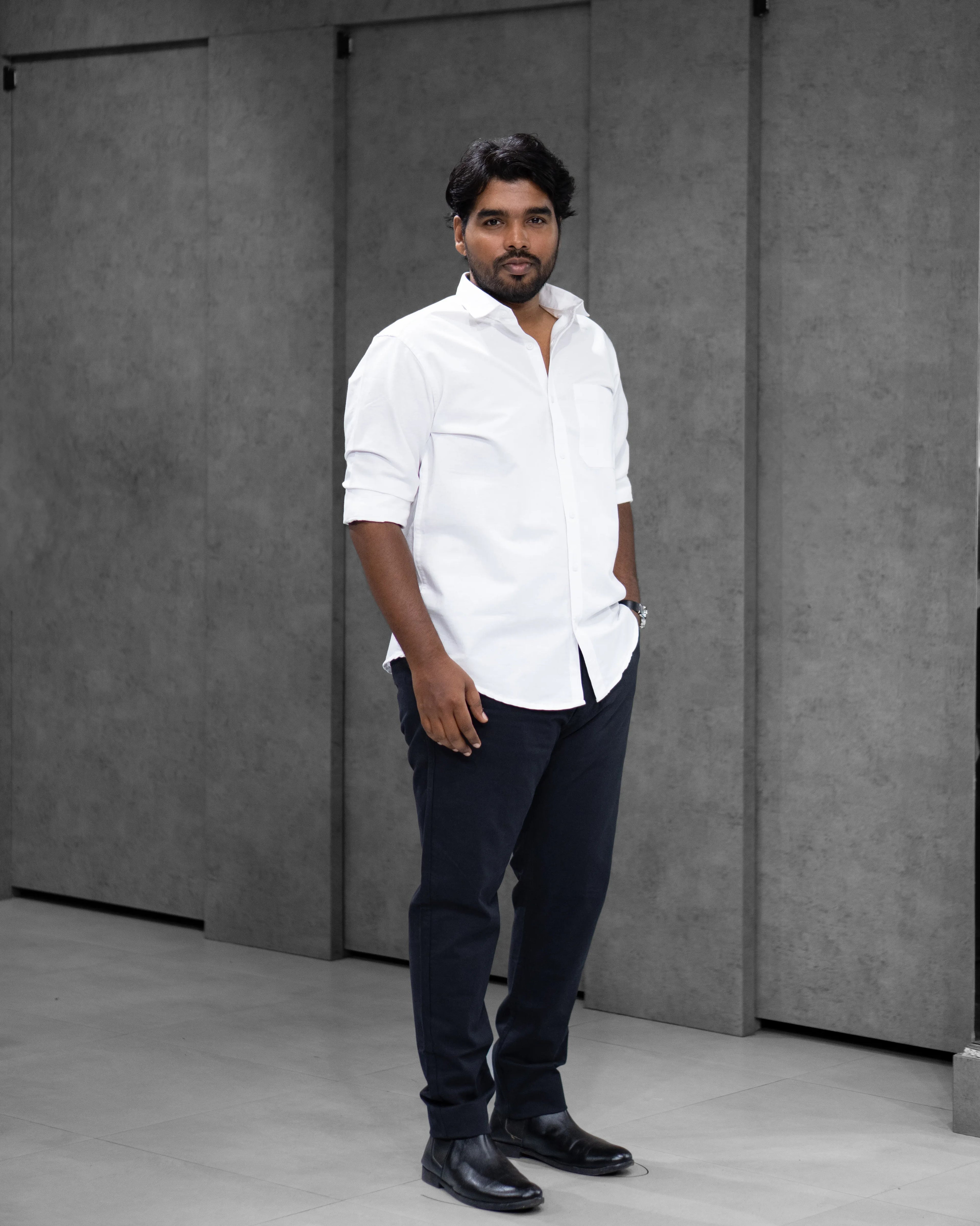 Menly White Oxford Cotton Shirt