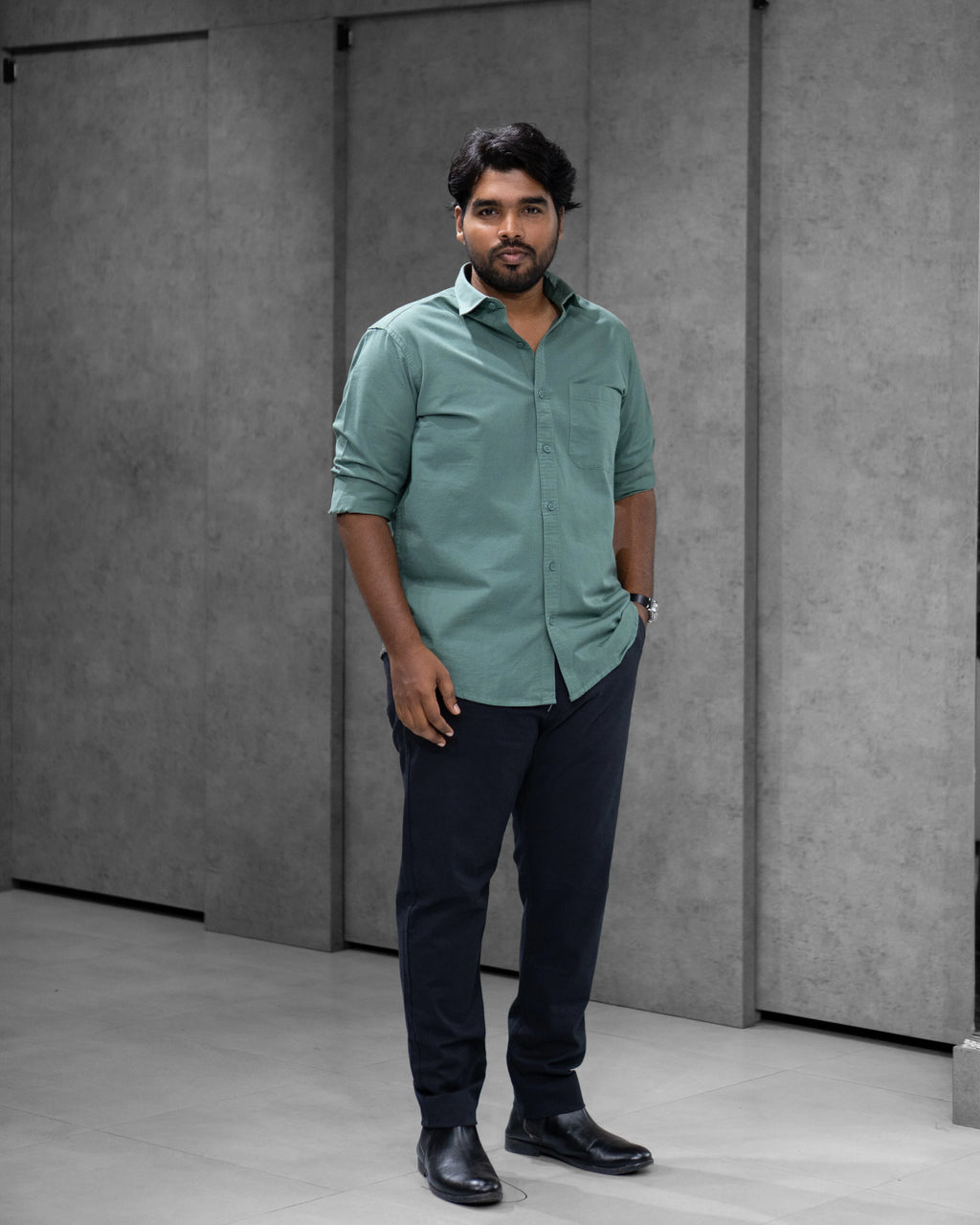 Menly Sage Green Oxford Cotton Shirt