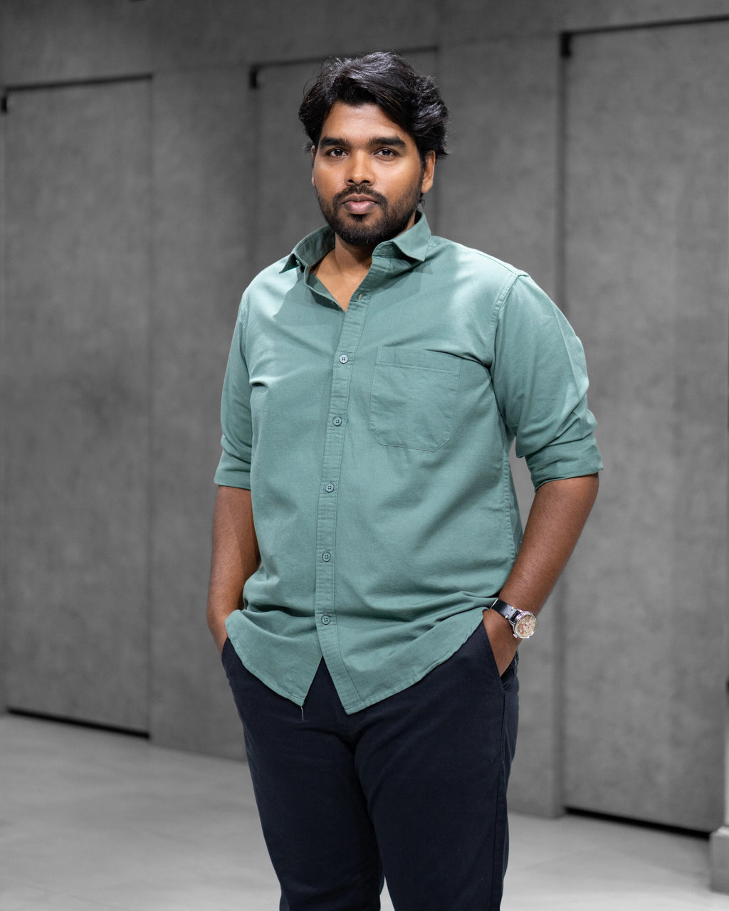 Menly Sage Green Oxford Cotton Shirt
