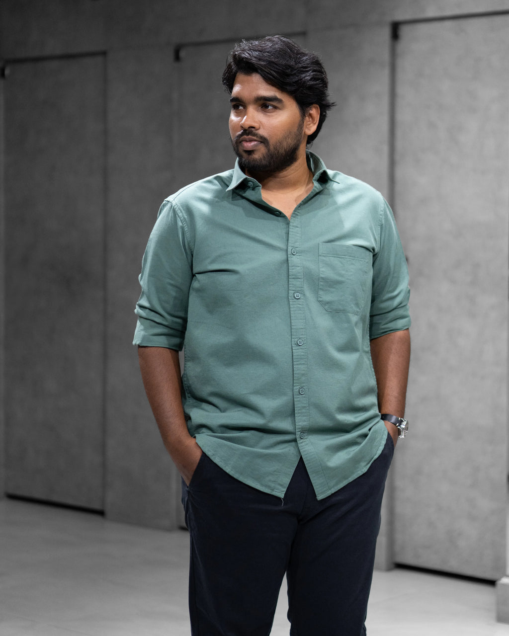 Menly Sage Green Oxford Cotton Shirt