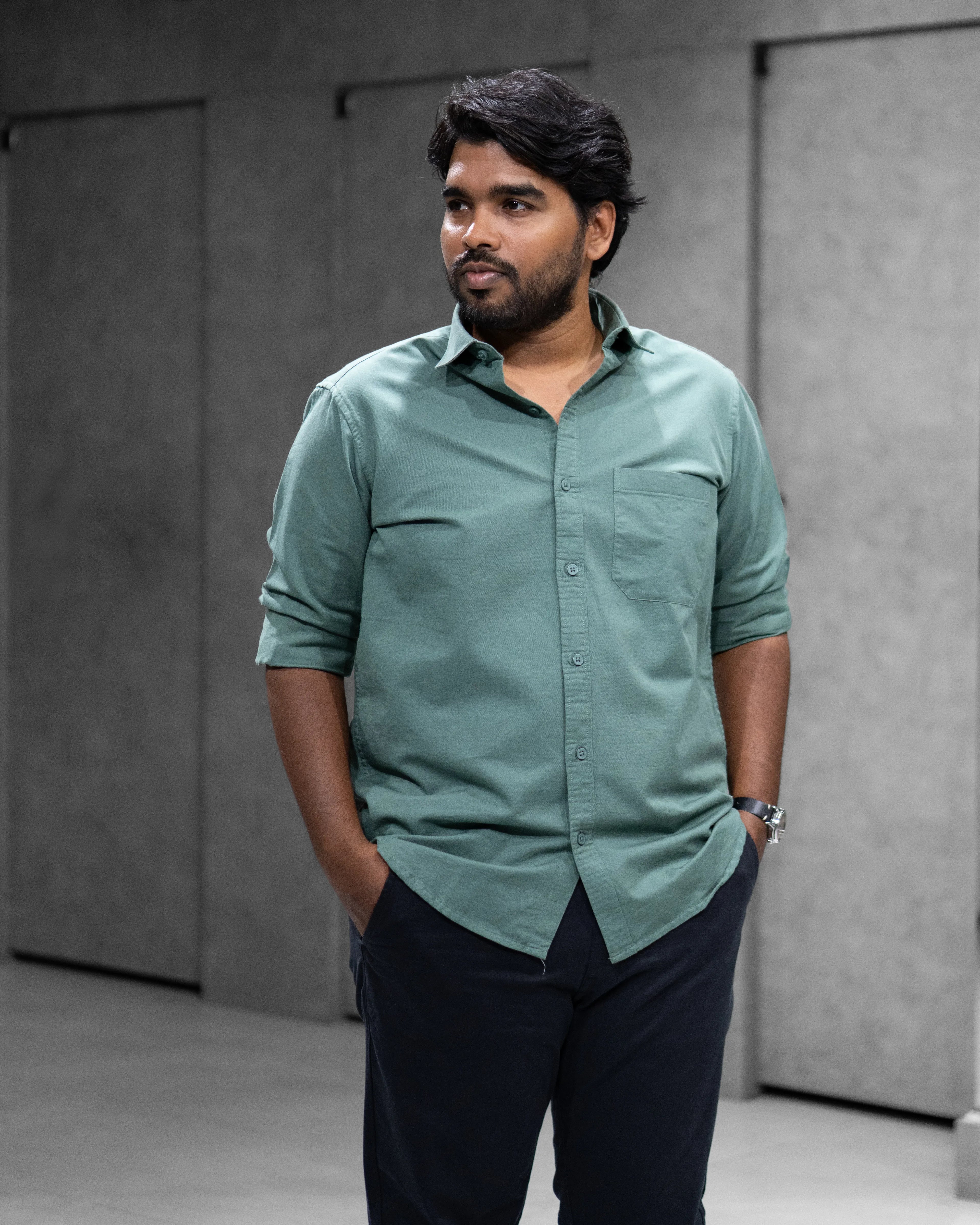Menly Sage Green Oxford Cotton Shirt