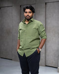 Menly Olive Green Oxford Cotton Shirt