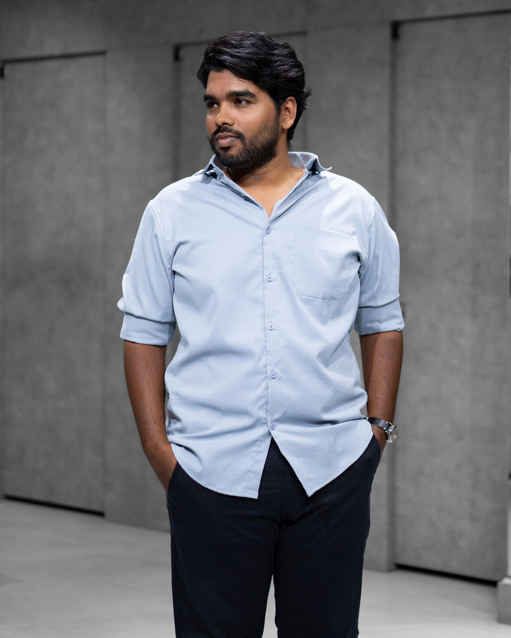Sky Blue Liquid Cotton Shirt