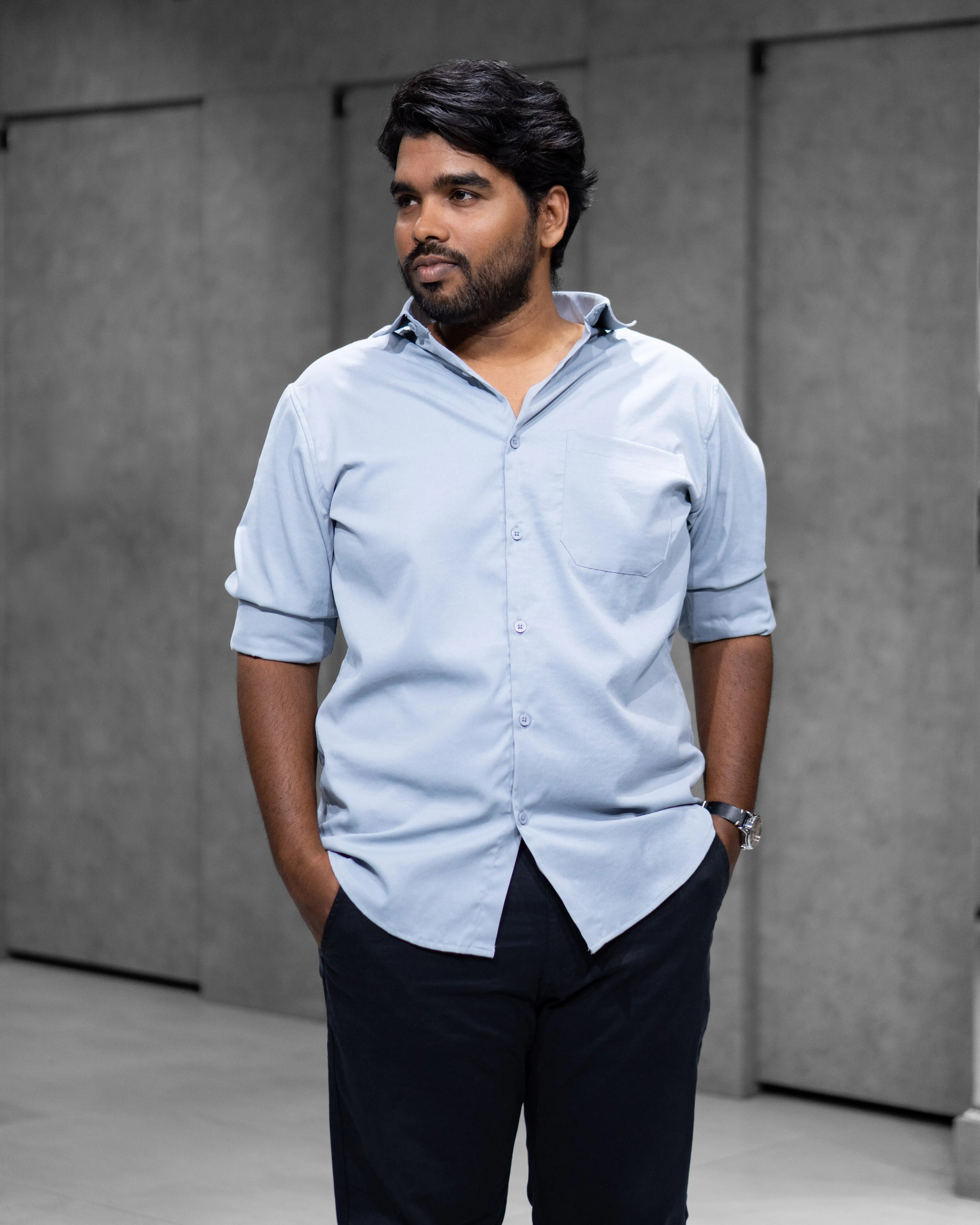 Sky Blue Liquid Cotton Shirt