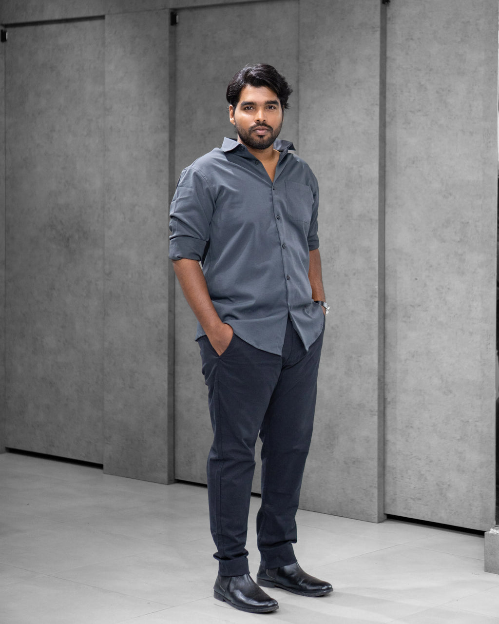 Slate Grey Liquid Cotton Shirt