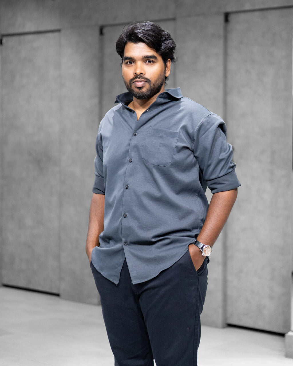 Slate Grey Liquid Cotton Shirt