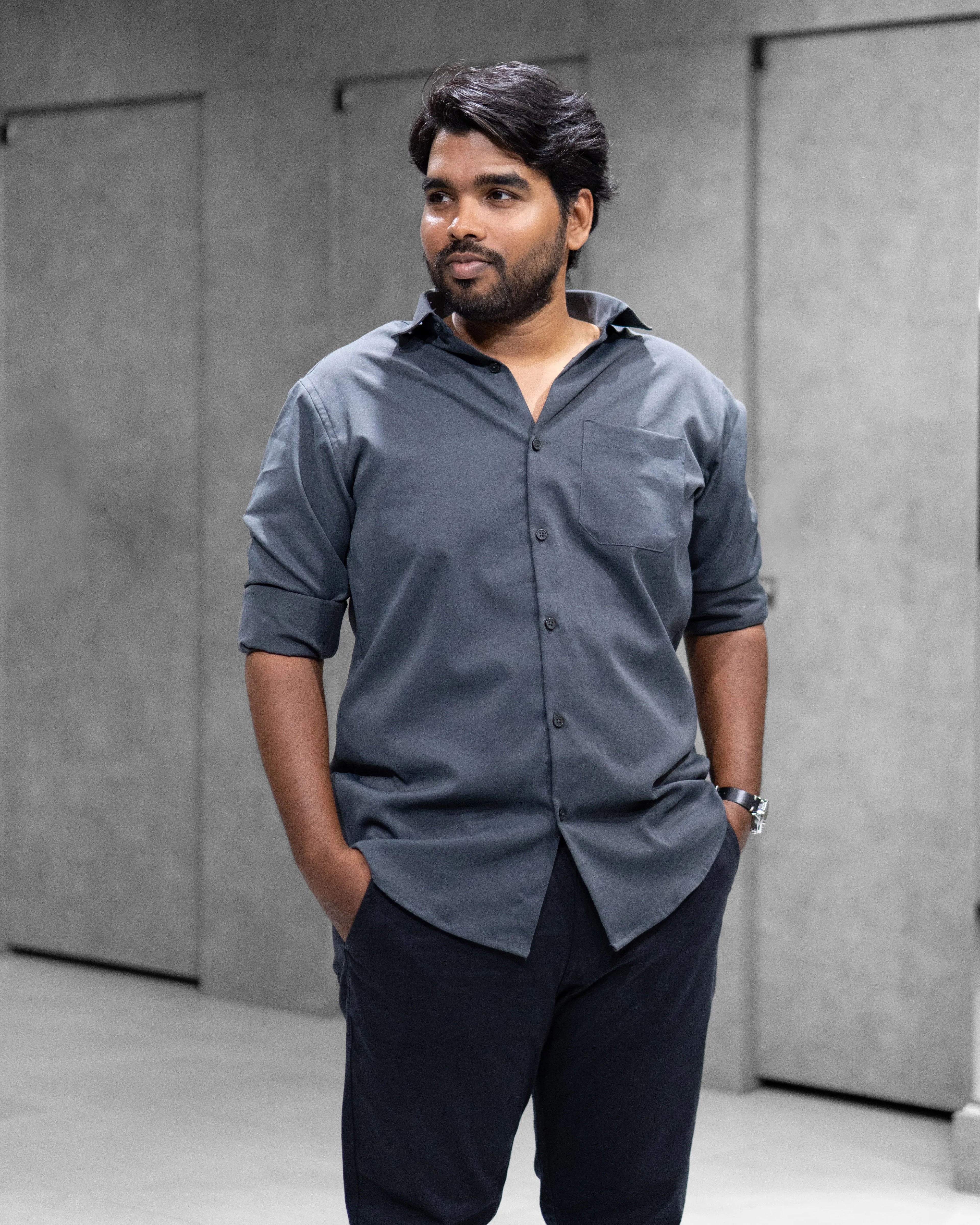 Slate Grey Liquid Cotton Shirt