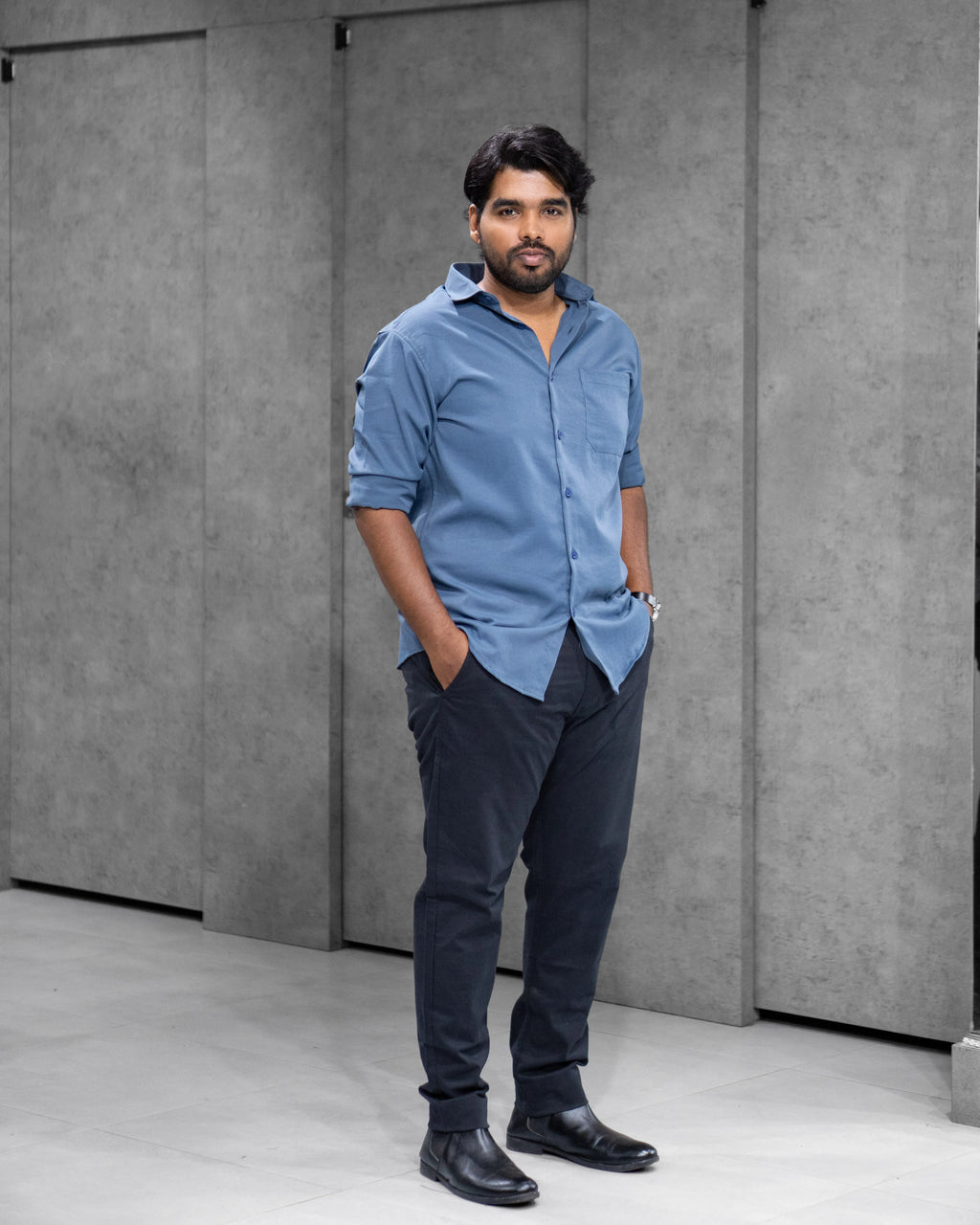 Denim Blue Liquid Cotton Shirt