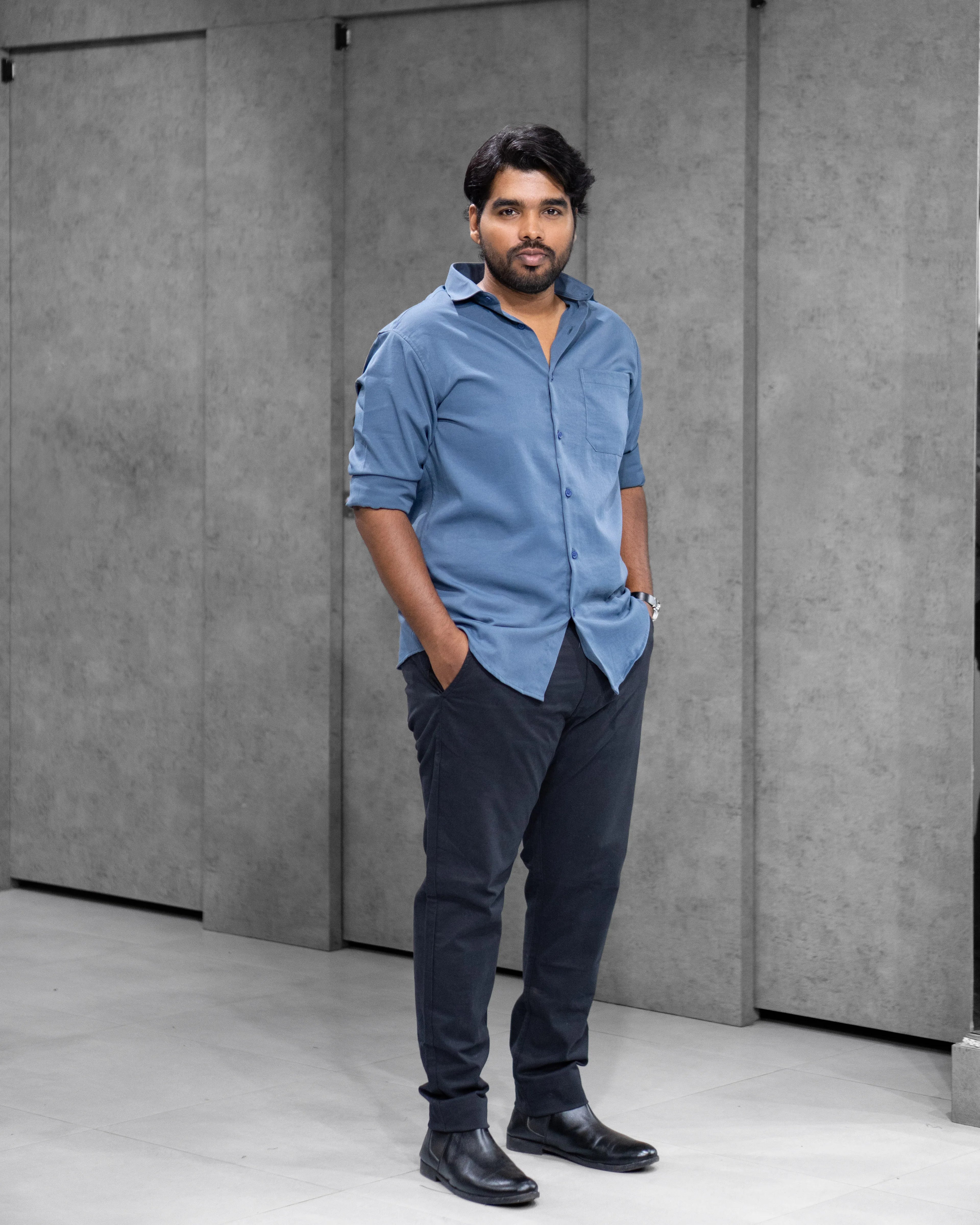 Denim Blue Liquid Cotton Shirt