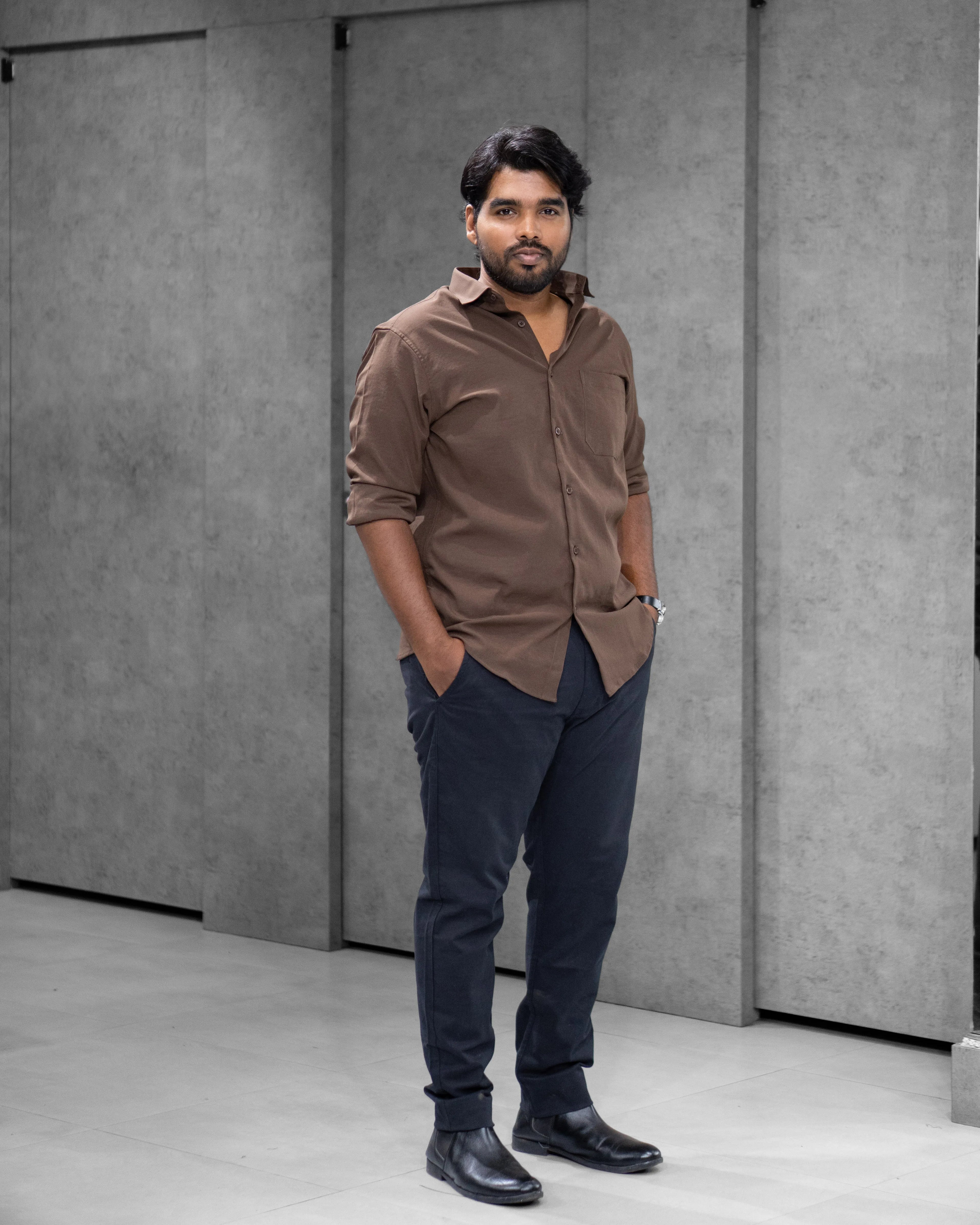 Taupe Brown Liquid Cotton Shirt