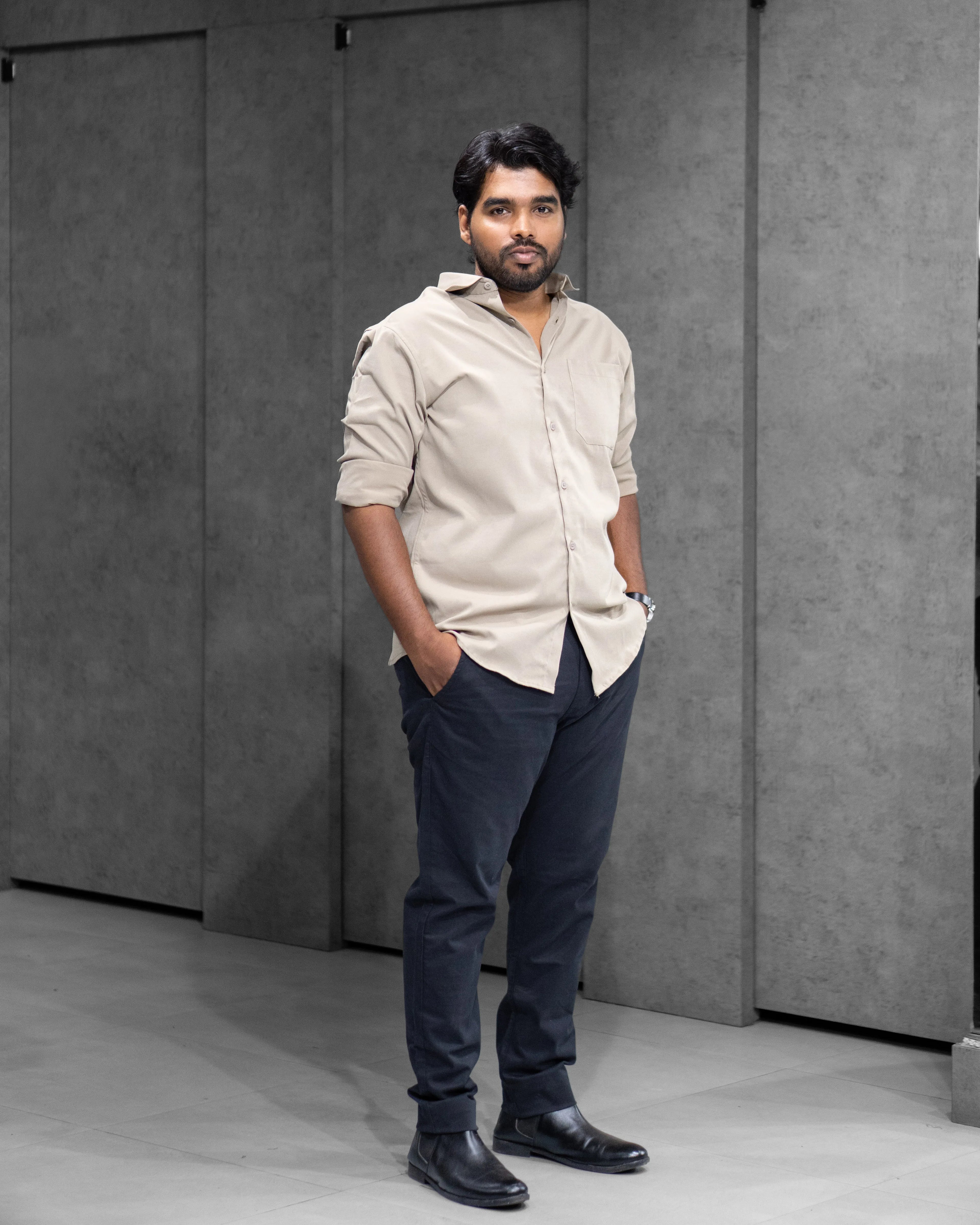 Stone Beige Liquid Cotton Shirt