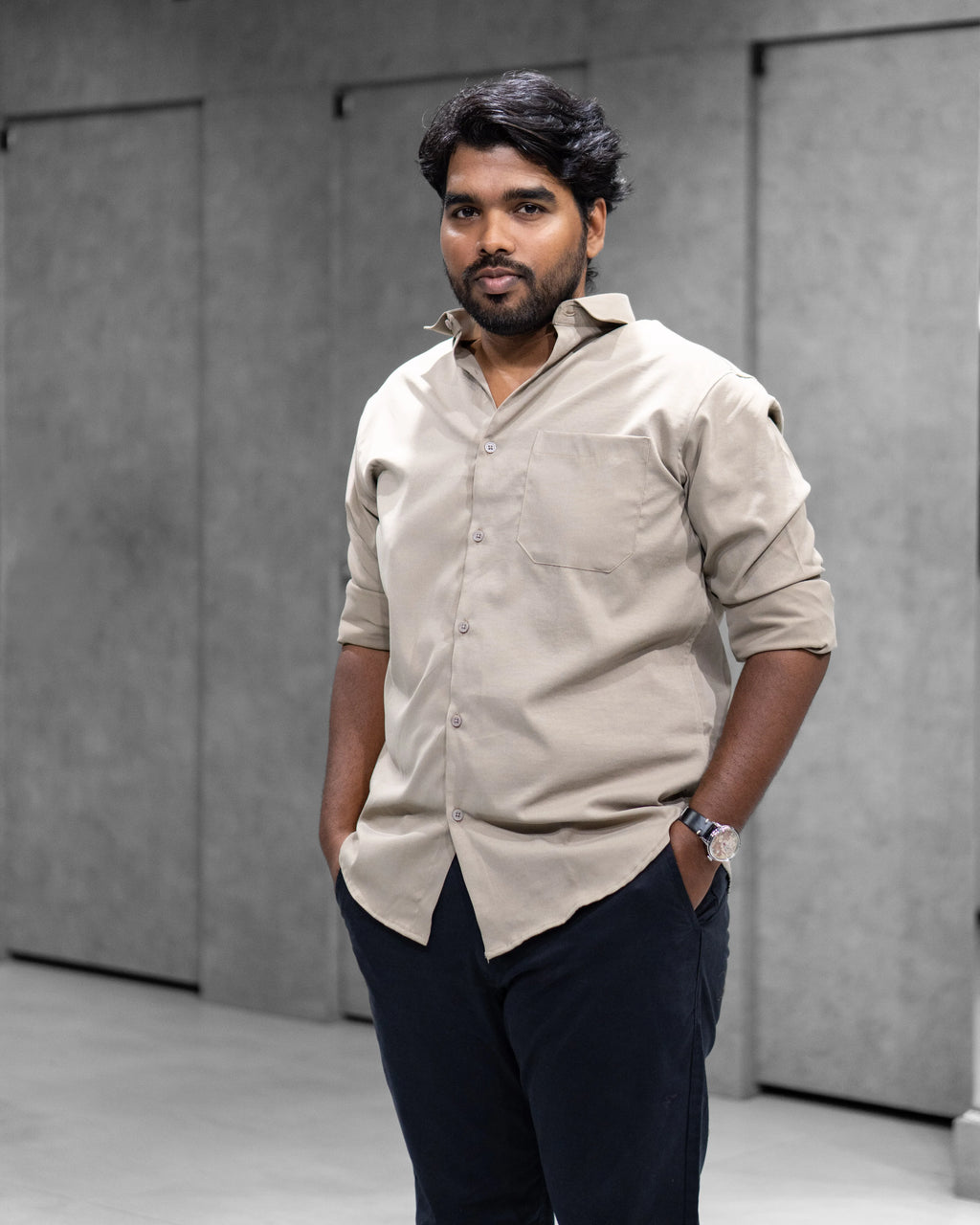 Stone Beige Liquid Cotton Shirt
