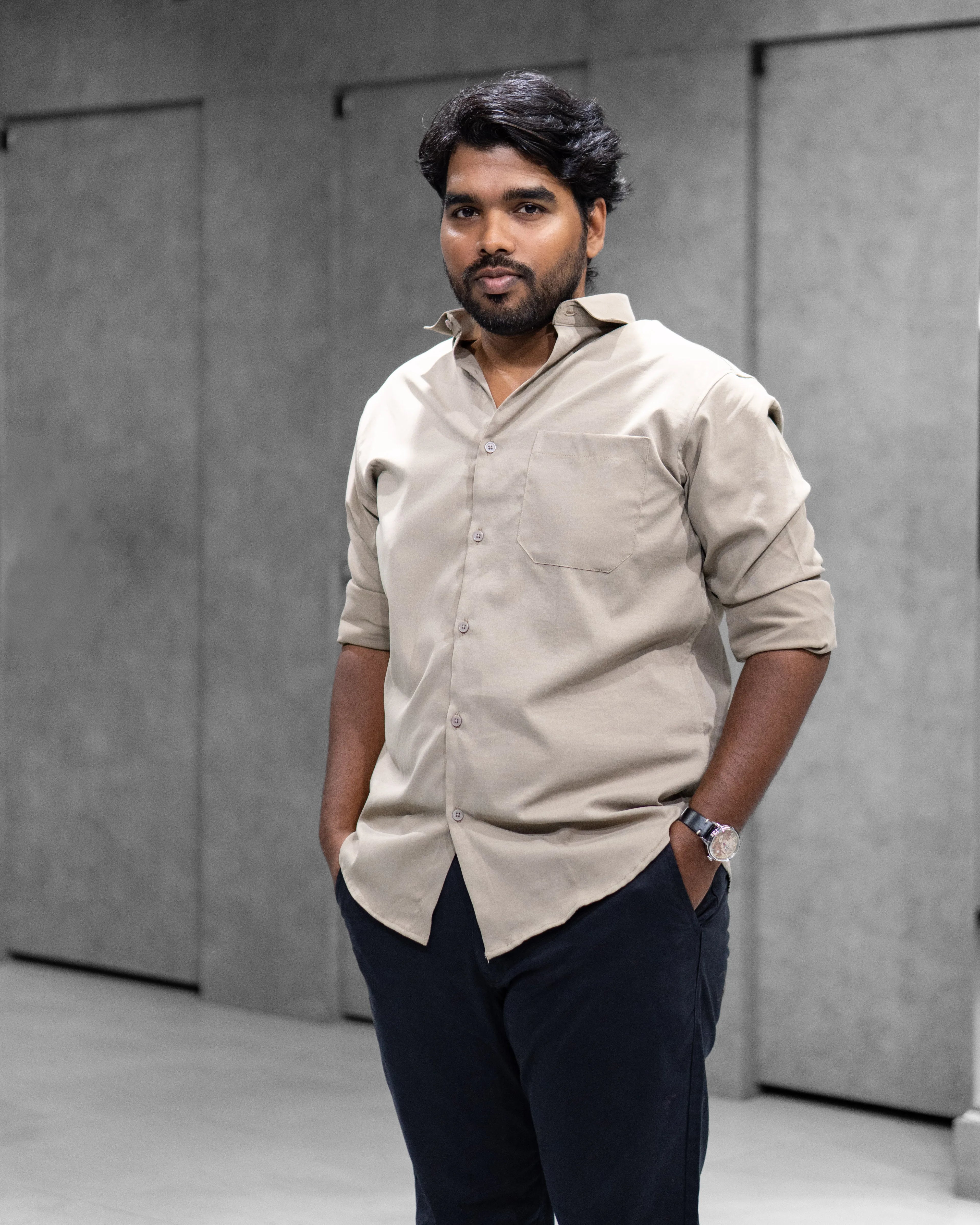 Stone Beige Liquid Cotton Shirt