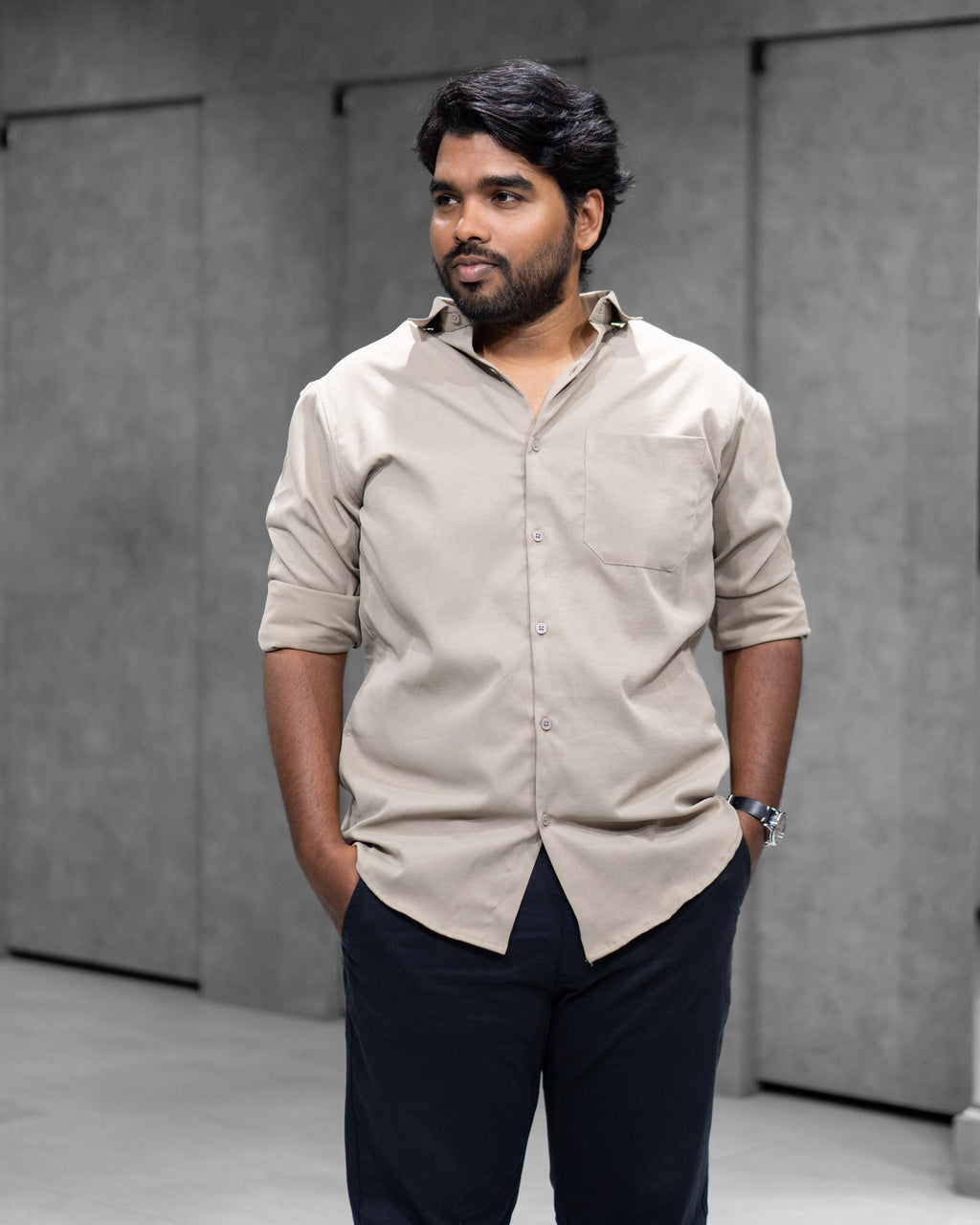 Stone Beige Liquid Cotton Shirt