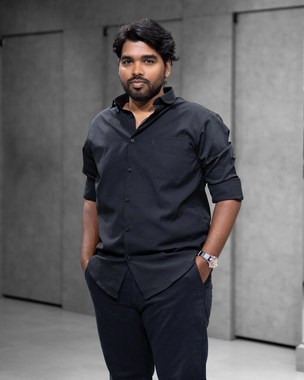 Classic Black Liquid Cotton Shirt