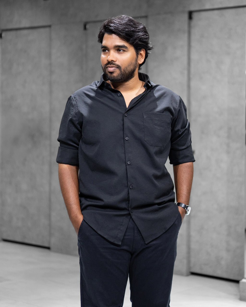 Classic Black Liquid Cotton Shirt