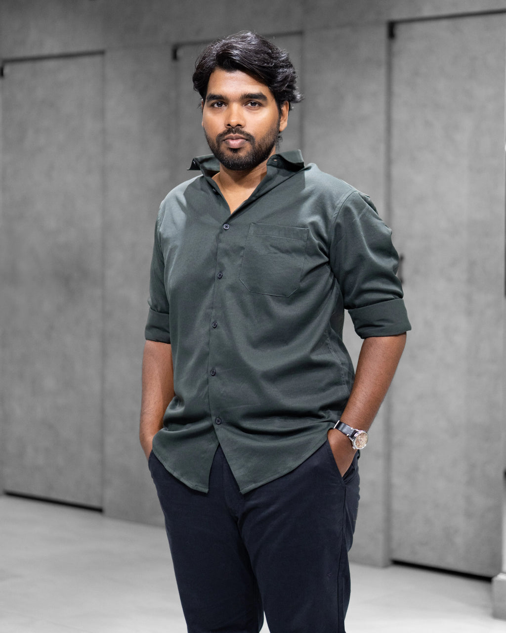 Forest Green Liquid Cotton Shirt