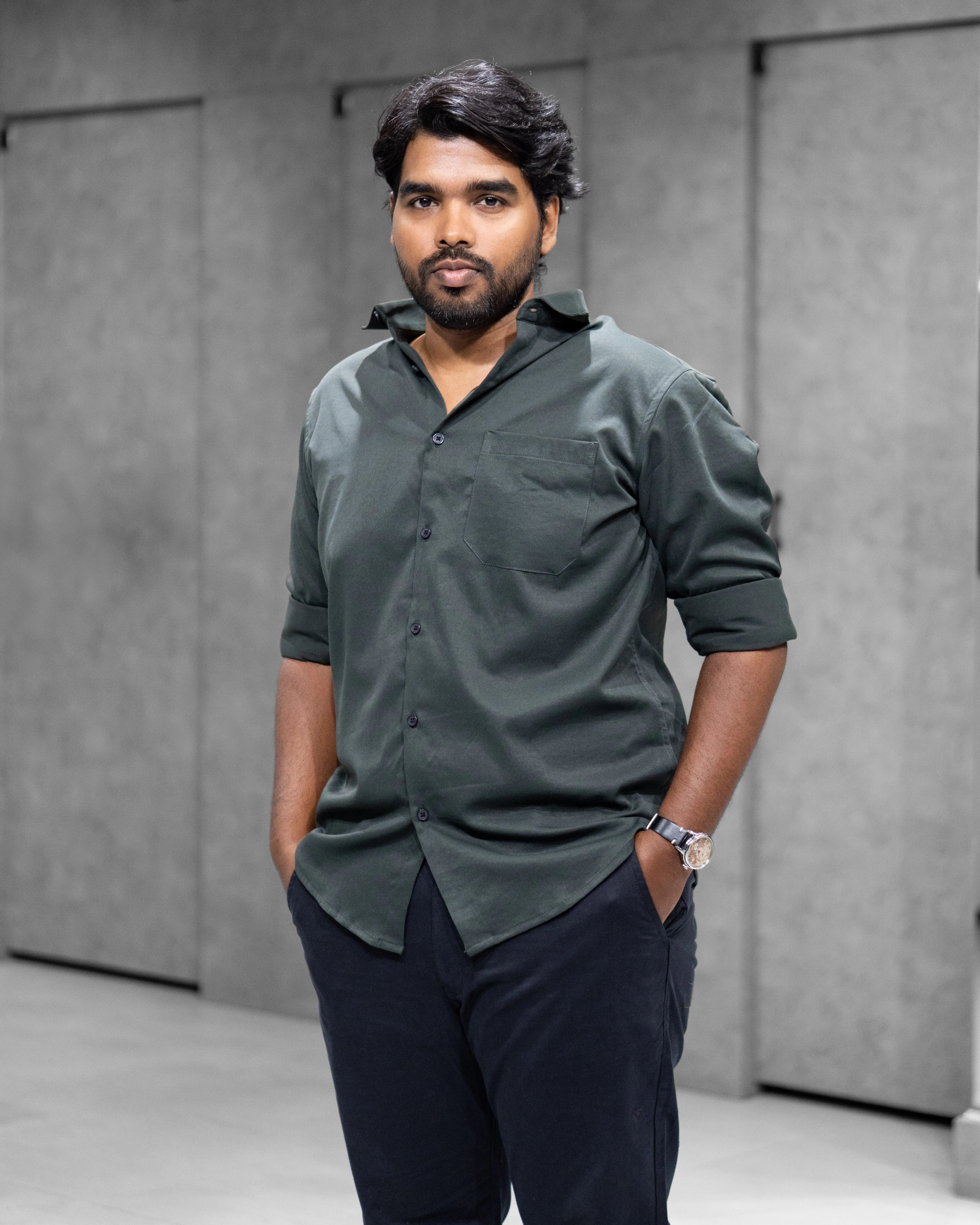 Forest Green Liquid Cotton Shirt