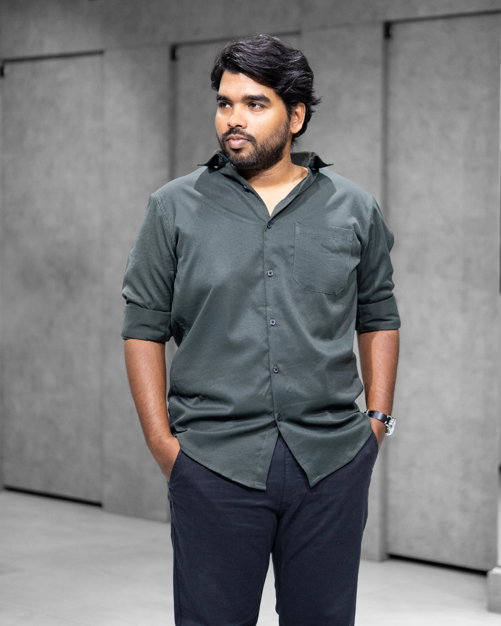 Forest Green Liquid Cotton Shirt