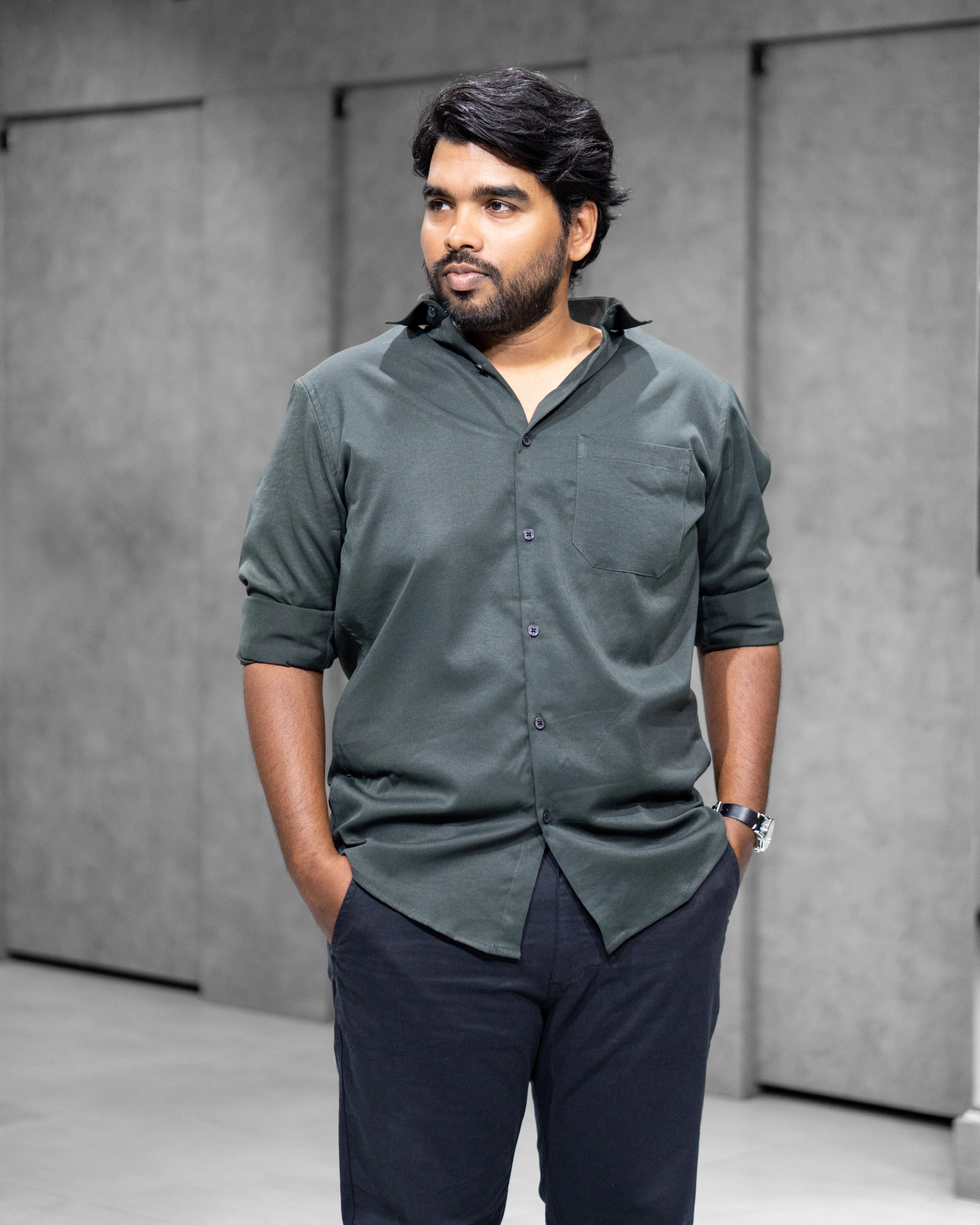 Forest Green Liquid Cotton Shirt