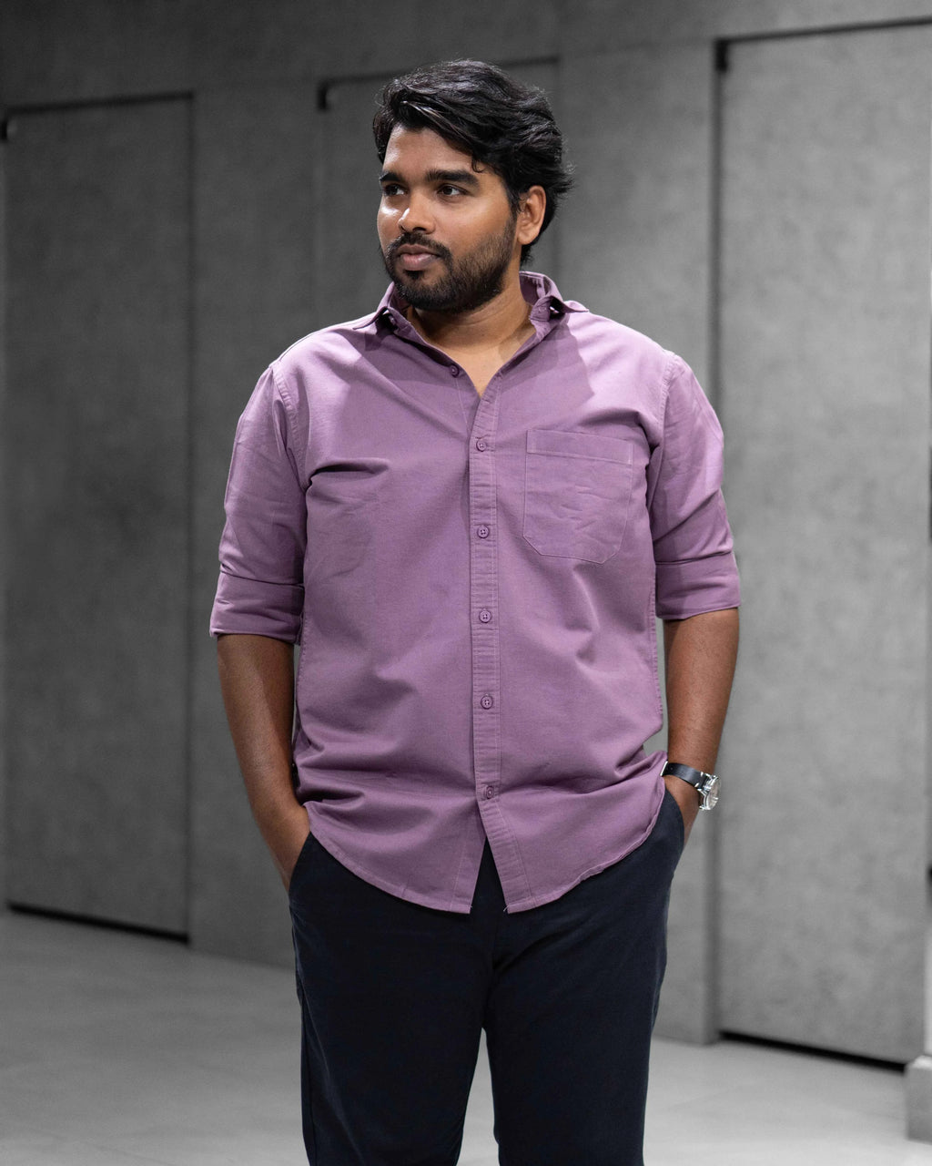 Menly Dusty Lavender Oxford Cotton Shirt