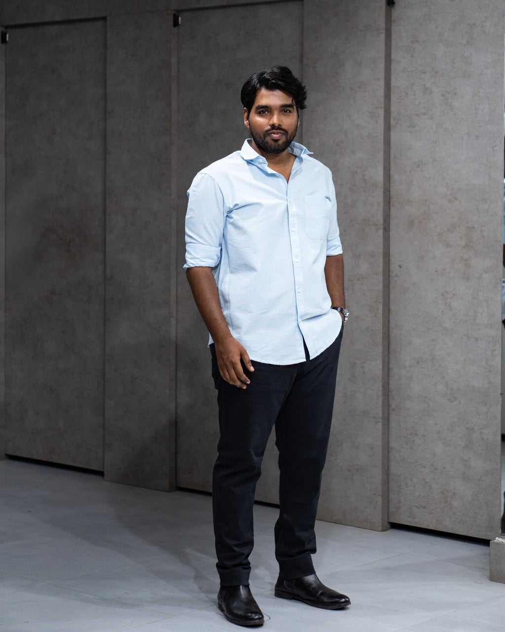 Menly Light Blue Oxford Cotton Shirt