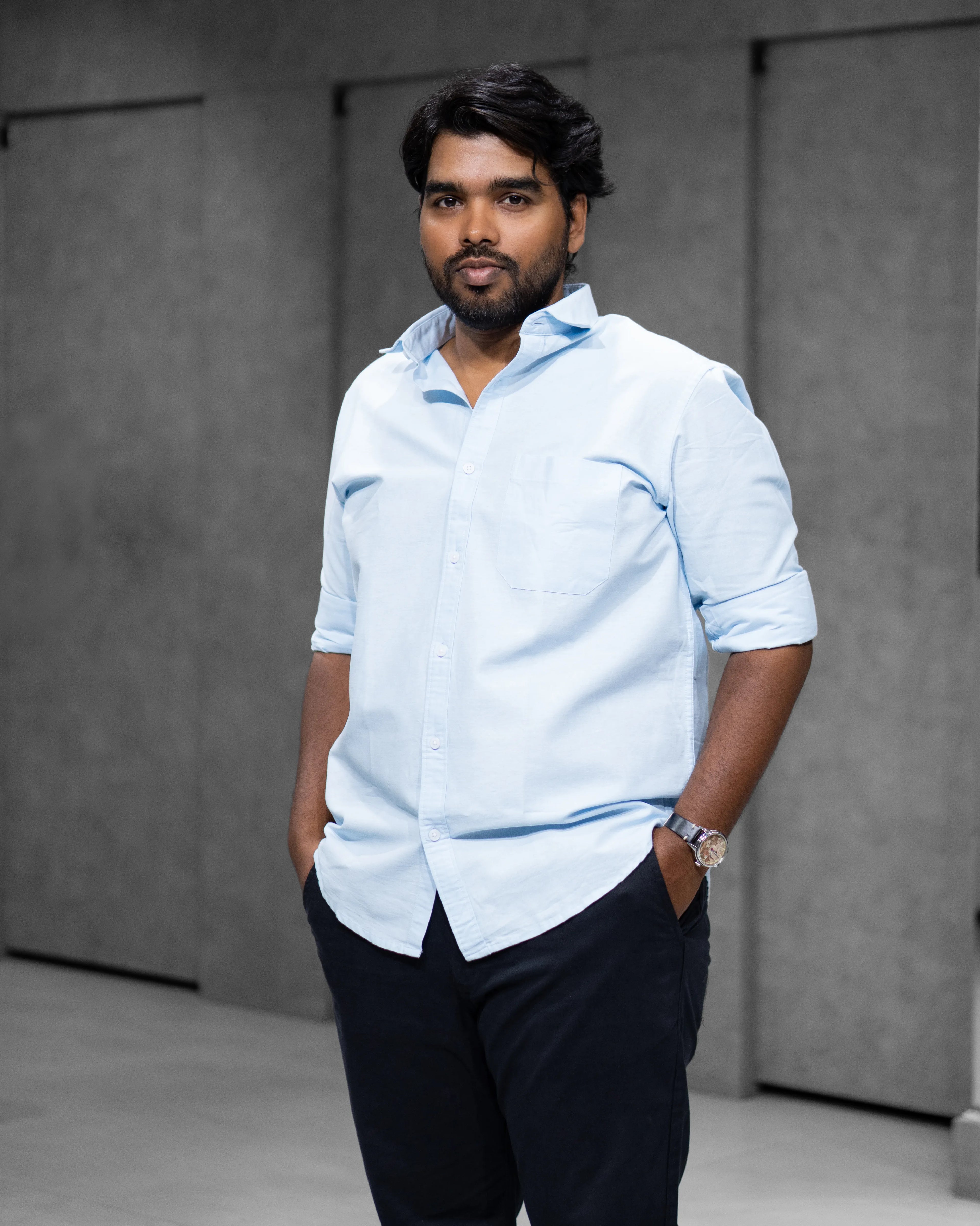 Menly Light Blue Oxford Cotton Shirt