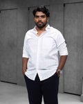 White Linen Blended Shirt
