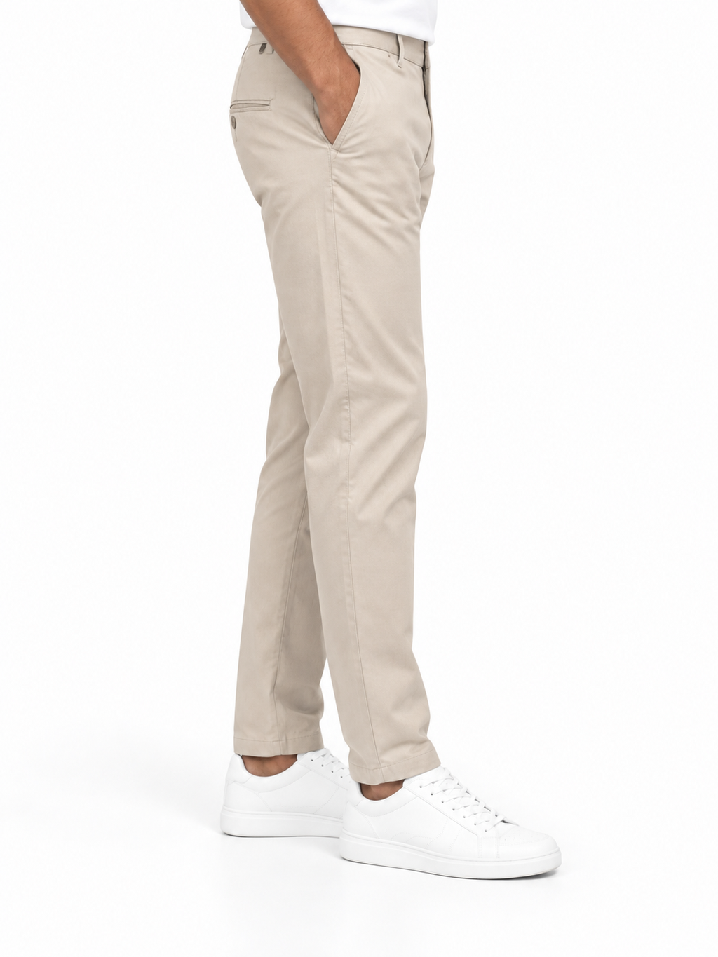Menly's Beige Cotton Chinos Pants side view