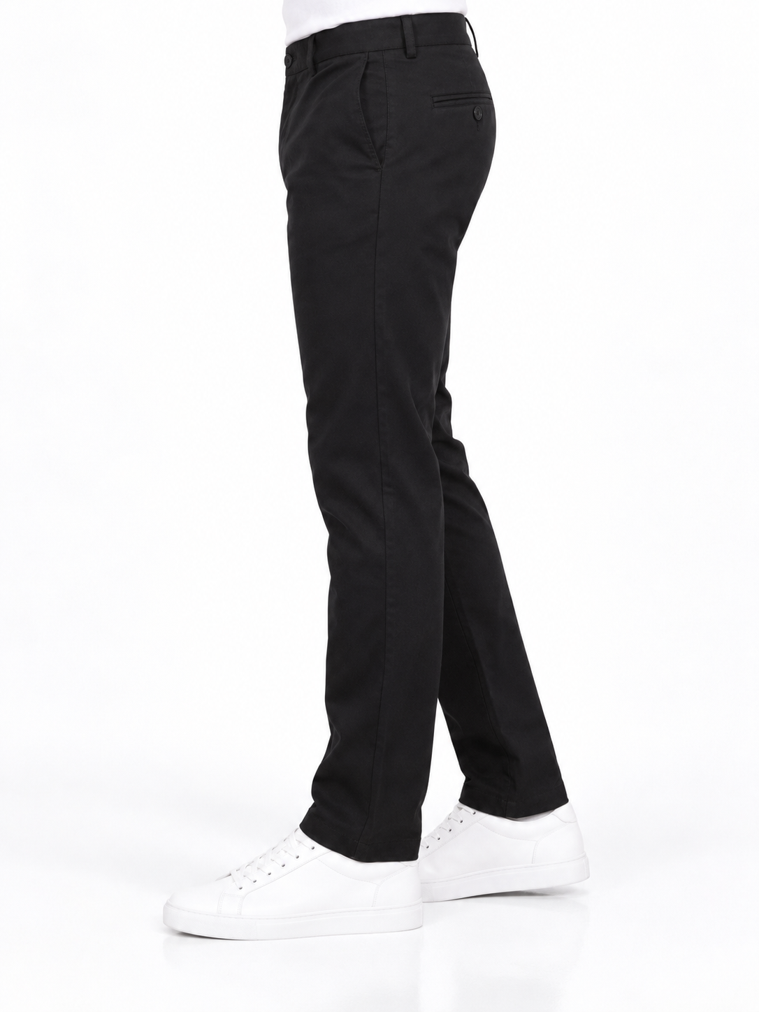 Menly's Black Cotton Chinos Pants side view