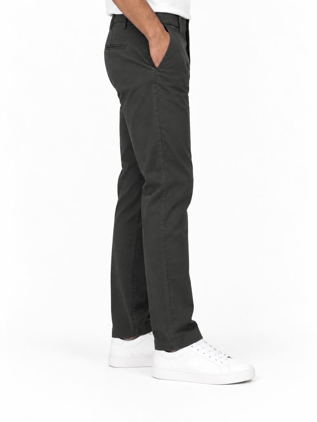 Menly's Dark Green Cotton Chinos Pants side view